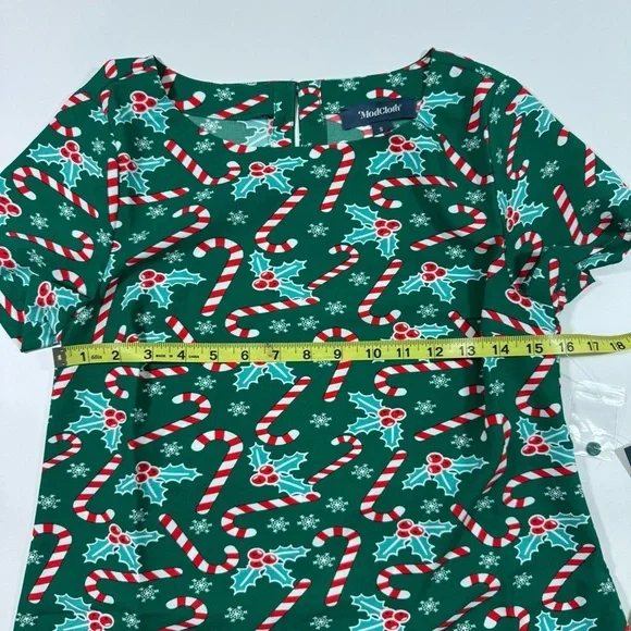 New ModCloth Delightful Demeanor Short Sleeve Blouse Candy cane - Picture 8 of 8